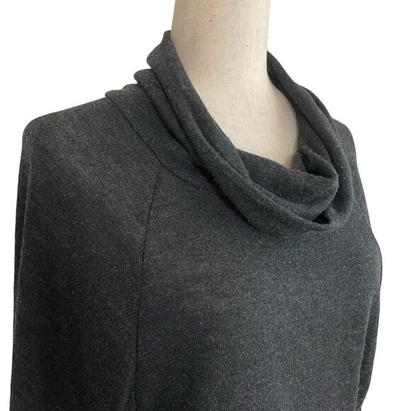 NINE 1 EIGHT Incredibly Soft Batwing Cowl Neck Top Charcoal Gray Sz L - Picture 3 of 8